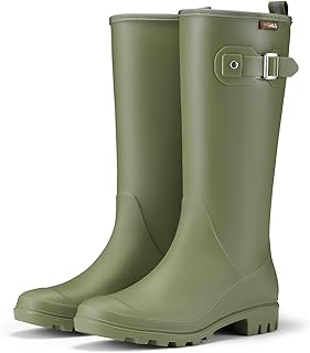 Women Rain Boots Slim Calf Fashion Waterproof PVC Rubber Boot Tall Rainboots Matte Surface Women's Rain Footwear for Ladies Outdoor Work Walking