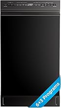 Midea 18 Inch Built-in Dishwasher, Slim Space-Saving Design with Stainless Steel Tub, 8 Place Settings & 6 Wash Cycles, Energy Star Certified Dishwasher with Heated Dry & High-Temp Wash, Black