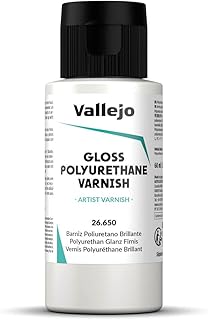 Vallejo - Polyurethane Varnish | Gloss Finish 60 ml. (2.02 fl.oz.) | Extraordinary Hardness & Permanence | Create a Perfect Clear Coat | Scratch Resistant for Outdoor and Indoor Surfaces