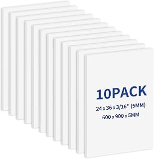 Zzrywuty 10 Pack Large Foam Boards 24" x 36", 5mm Thickness Styrofoam Foam Core Board for Crafts, White Poster Board Vision Board Presentation Board Mat Board