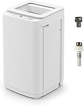 VCJ 17Lbs Portable Washing Machine, Full-Automatic Top Load Washer with 10 Wash Cycles, 3 Water Levels & LED Display, Compact Electric Laundry Washer for Apartment, Dorms, RVs and Camping