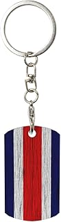 Flag Of Costa Rica Wooden Texture Rectangular Metal Keychain Unisex Gifting For Car Motorcycle