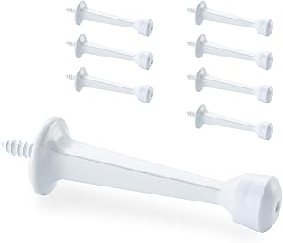 3" Door Stopper, 8 Pack Heavy Duty Solid Rigid Door Stops w/Plastics Tip for Wall and Door Protection, White Finish, HOME MASTER HARDWARE