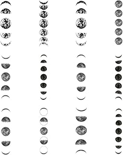 Black Geometry Tree Tattoo Sticker Moon Phase Arrow Temporary Fake Tatoo Waterproof Men Women Arm Shoulder Back Body Art 13.8X4cm Set of 12 (SF225)