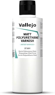 Vallejo - Polyurethane Varnish | Matt Finish 200 ml. (6.76 fl.oz.) | Extraordinary Hardness & Permanence | Create a Perfect Clear Coat | Scratch Resistant for Outdoor and Indoor Surfaces