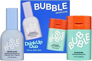 Drink Up Duo Dewy Skin Care Set - Travel Size Gift Set Includes Water Slide Hyaluronic Acid Serum & Slam Dunk Face Moisturizer - Promotes Healthy, Hydrated Skin (2 Count)