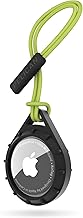 Protector AirTag Holder - AirTag Keychain with Rugged Strap Loop [Impact Resistant] [Travel Essentials] - Protective Air Tag Case for Dog Collar, Backpack, Keys, Luggage - Black/Yellow