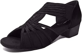 Low Heel Women Ballroom Dance Shoes Salsa Batchata Social Beginner Practice Wedding Dancing 1.5in Heels YT04