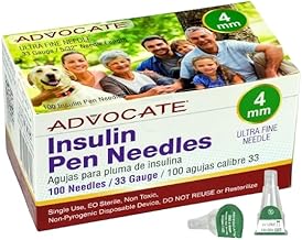 Diabetic Pen Needles 33g 4mm, Extra Lubricated, Tri-Bevel Insulin Needles, Universally Compatible with Insulin Pens for Diabetes Care, Box of 100
