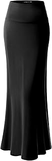 Womens Basic Foldable High Waist Regular and Plus Size Maxi Skirts