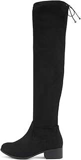 Luna ~ Women Round Toe Drawstring Low Heel Over the Knee Boots