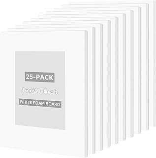 Golden State Art 25 Pack 16x20 Foam Boards 1/8 Inch Thickness White Foam Poster Boards for Presentation Signage Sheet for School Crafts Office Art Projects