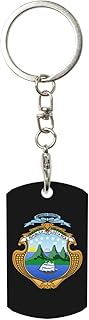 Coat Of Arms Of Costa Rica Rectangular Metal Keychain Unisex Gifting For Car Motorcycle