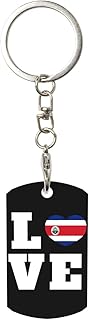 Love Costa Rica Flag Heart Rectangular Metal Keychain Unisex Gifting For Car Motorcycle