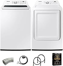 WA44A320KIT1 White Top Load High-Efficiency Smart Washer and Dryer Pair 4.5 Cu Ft Washer 7.4 Cu Ft Electric Dr