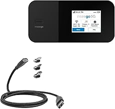 BoxWave Cable Compatible with Inseego MiFi X Pro 5G - MagnetoSnap PD AllCharge Cable (100W), Magnet Charging Braided USB Type-C Micro - Jet Black