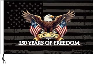 250 Years of Freedom American Motorcycle Flag, 1776-2026 Patriotic Eagle Design, Double-Sided, 6 x 9 Inch, Polyester Biker Luggage Rack Banner