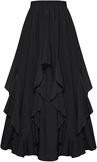 Long Skirts for Women 2026 Ruffled Chiffon Flowy Renaissance Maxi Skirt
