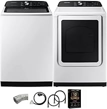 WA52DG5530K1 White Top Load High Efficiency Smart 5.2 Cu Ft Washer and 7.4 Cu Ft Electric Dryer Laundry Pair w