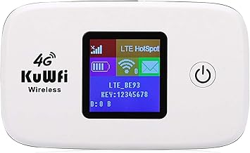 KuWFi 4G LTE Mobile WiFi Hotspot Unlocked Wireless Internet Router Devices with SIM Card Slot for Travel Support B1/B3/B5/B7/B8/B20 in Europe Caribbean Africa