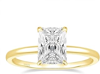 1/2/3/4CT 925 Sterling Silver Engagement Rings Radiant Cut Solitaire Cubic Zirconia CZ Wedding Promise Rings for Her Wedding Bands for Women Size 3-11