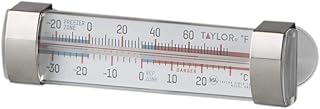 Taylor Large Tube Analog Refrigerator and Freezer Kitchen Thermometer with Suction Cups, Temperature Monitor for Fridge or Freezer, Easy to Read