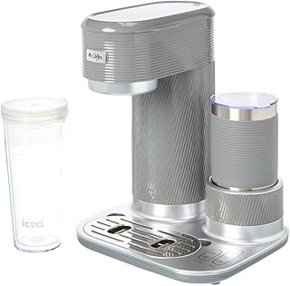 4-in-1 Latte Lux Iced Hot Coffee Maker with Built-In Milk Frother Single-Serve 22 Ounces