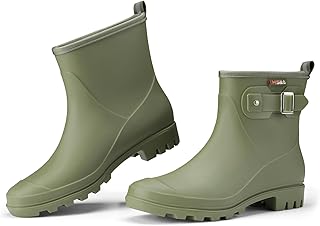 Women's Short Rain Boots, Waterproof Chelsea Ankle Boots, Non-Slip Lightweight Rubber Garden Shoes with Comfortable Insole