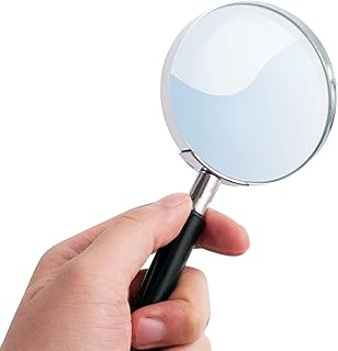 Deluxe Products Classic Handheld Magnifying Glass - Portable Compact Design for Travel, and 3" Glass Lens with 3X Magnification for Reading Small Print, and Hobbyists, Black, (SON-DP-8119)