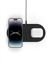 Quick Charge Dual Wireless Charging Pad - 10W Qi-Certified Charger Pad for iPhone, Samsung, Apple Airpods & More - Charge While Listening to Music, Streaming Videos, & Video Calls - Black