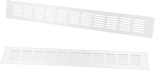 2PCS Air Vent,TTZEZE Heavy Duty Aluminium Alloy Ventilation Grille Rectangle Metal Louvered Grill Cover for Wardrobe Stove Shoes Cabinet Sink Bathroom Kitchen Side (White 60 * 450mm/2.36 * 17.72'')