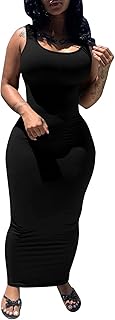 Women's Sexy Bodycon Tank Dress Basic Sleeveless Long Maxi Dresses Party Club Beach Sundresses