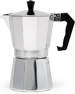Classic Stovetop Espresso and Coffee Maker, Moka Pot for Italian and Cuban Café Brewing, Greca Coffee Maker, Cafeteras, 6 Espresso Cups, Silver