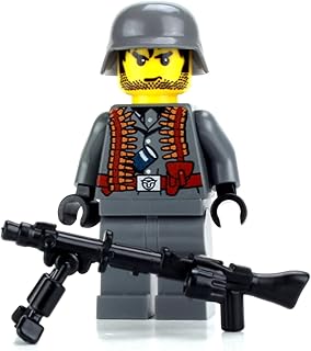 1.6 Inches Tall Collectible German WW2 Soldier MG34 Custom Minifigure | Genuine Military Minifig | Printed in The USA | World WAR 2 | Great Gift for Ages 8+ to Adult AFOL