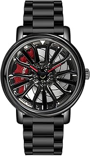Men Racing Watches Rotatable Car Rim Wheel hub Design Sports Watches Stainless Steel Waterproof Watch