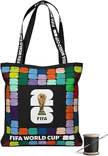 FIFA World Cup DIY Canvas Tote Bag Kit – Soccer Fan Fabric Craft Project – Includes 24" x 43" Printed Canvas Panel & Instructions Create a 16" x 15" Reusable Tote for Everyday Use or Gifts