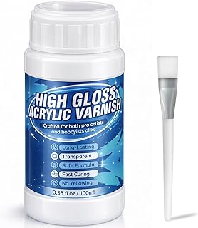 Acrylic Varnish, Gloss Varnish for Acrylic Painting, Non-Yellowing, Resists Cracking, Clear Protective Coat for Canvas, Wood, DIY Art, Suitable for Artists, Hobby Painters, 100ml