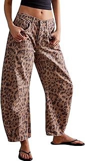 Women's Wide Leg Cropped Baggy Y2k Mid Rise Jeans - Boyfriend Harem Denim Pants