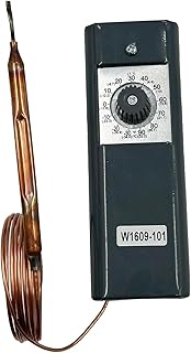 W1609-101 Refrigeration Thermostat TH-1609 Temperature Control from -30 Degrees F to 90 Degrees F (-34 Degrees C to 32 Degrees C), 5 Ft Capillary, Dual Scale Temperature Dial(℉ & ℃)