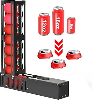 SIXRARI Electric Can Crusher for Recycling, Heavy Duty Metal Can Smasher with Automatic Eject, One-Click Operation, Holds 8 Cans at a Time, Fits 6/12/16oz Aluminum Cans/Plastic Soda Bottles (Black)