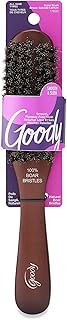 Goody Smoothing Hairbrush with Natural Boar Bristles for Frizz Control, Flyaway Control, Smooth Shiny Finish, Wooden Styling Brush for All Hair Types