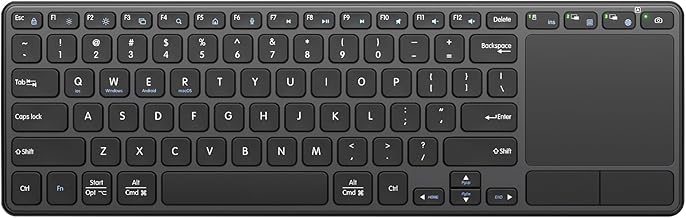 Rechargeable Wireless Keyboard with Touchpad,Multi-Device Computer Keyboard with Trackpad 2.4G and Bluetooth Wireless Touch TV Keyboard for PC/Laptop/Tablet/Smart TV