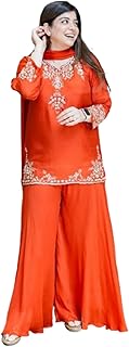 Sharara Set for Women Indian, Embroidered Tunic with Dupatta and Palazzo Pants, Traditional Ethnic Wear