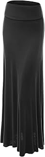 Women's Casual High Waist Solid/Tie Dye Fold Over Flowy Long Maxi Skirt
