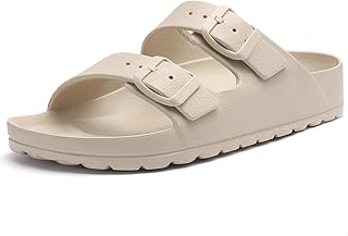 Women's Comfortable EVA Sandals with Medium Arch Support, Adjustable Buckle Summer Beach Slide Sandal