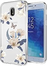 for Galaxy J7 Refine/J7 2018/J7 Star/J7V 2nd Gen/J7 Aero/J7 Top Case for Girls, Clear Slim Pattern Soft TPU Rubber Back Phone Protective Cover Cases for Samsung Galaxy J7 2018 (White Flower)