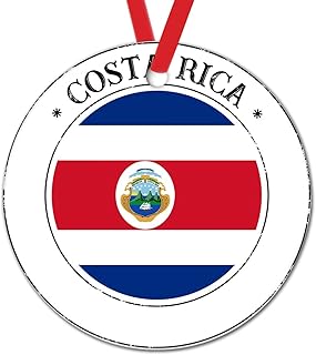 Costa Rica Christmas Tree Decorations Costa Rica National Flag Christmas Ornament for Kids City Souvenir Gift Holiday Present Round Ceramic Xmas Tree Ornament to Dad Mom
