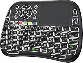 iPazzPort Mini Wireless Keyboard with Touchpad, Backlit 2.4G Bluetooth Dual Mode Keyboard Touchpad Combo for Smart TV Android TV Box PC Tablet iPad, Rechargeable Keys QWERTY with 7 RGB Colors Type-C