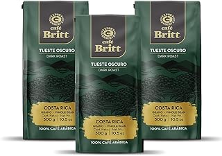 Café Britt® - Costa Rican Dark Roast Coffee (10.5 oz.) (3-Pack) - Whole Bean, Arabica Coffee, Kosher, Gluten Free, 100% Gourmet & Dark Roast
