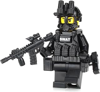 1.6 Inches Tall Collectible Police SWAT Tactical Assault Officer Custom Minifigure | Accessories Made in the USA | Genuine Military Minifig | Great Gift for Ages 10+ to Adult AFOL